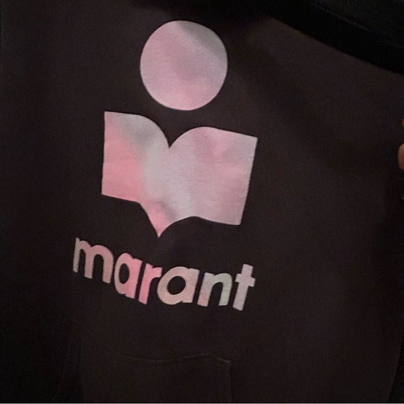 Iconic Isabel marant Miley logo hoodie sweatshirt in faded black size 42 US 10 - Picture 6 of 10